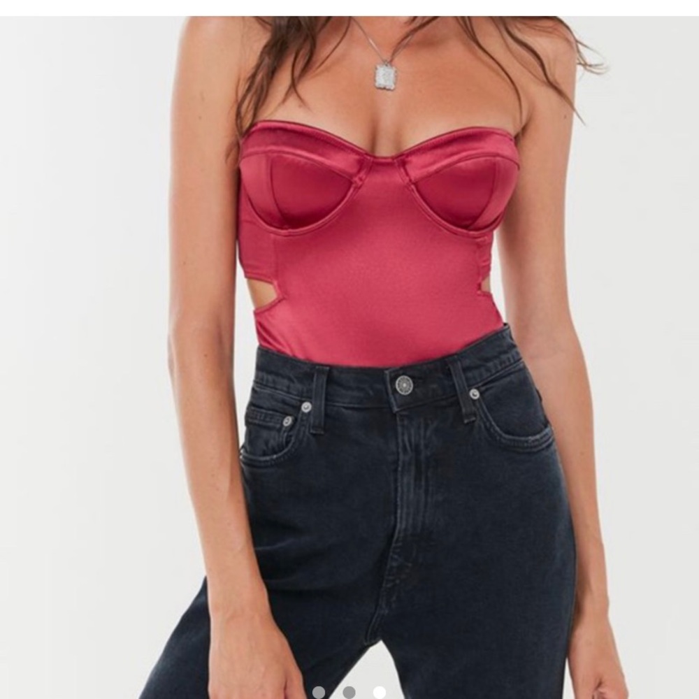 Urban outfitters red satin corset bodysuit